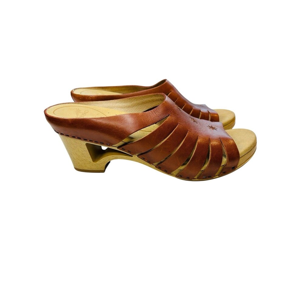 Dansko Tilly Leather Clog Sandals Size 41 US 10-10.5 Brown Open Toe EUC